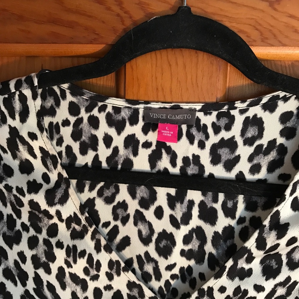 Vince Camuto Black and White Fitted Blouse with Peplum
